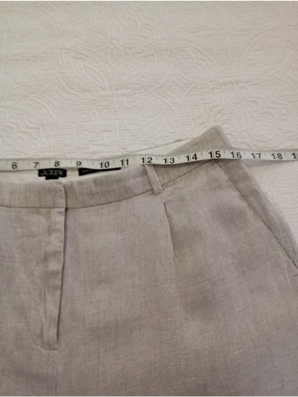 J.Crew Essential Wide Leg Linen Pants Beige Sz 10 Lightweight Tailored Trousers - Picture 10 of 14